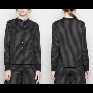 7115 by SZEKI Linen Wool Blouse Button Down L